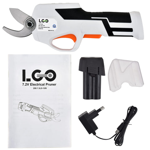 LIGO cordless pruning shears package includes battery and charger