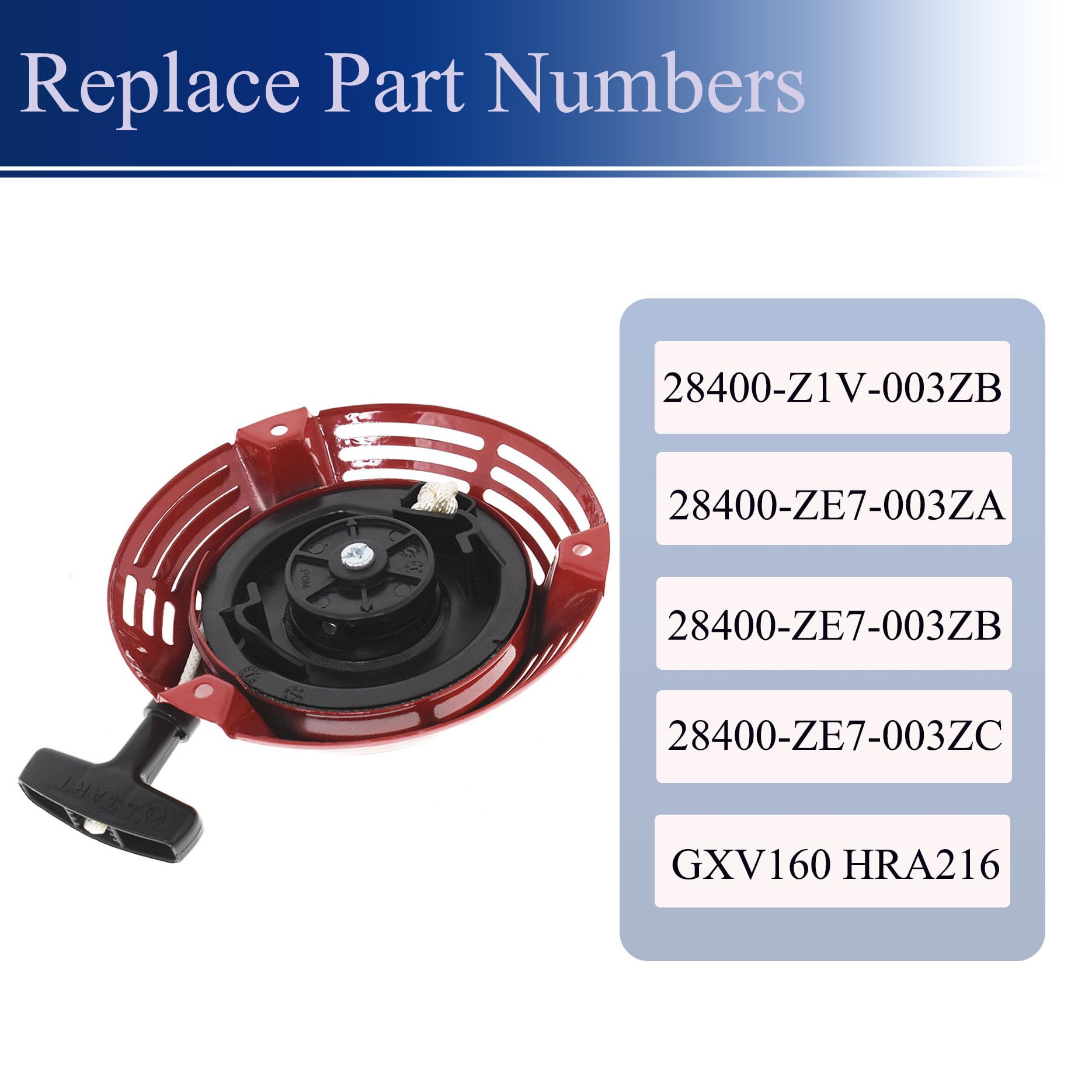 LiGuVCY recoil starter packaging shows replacement part included.