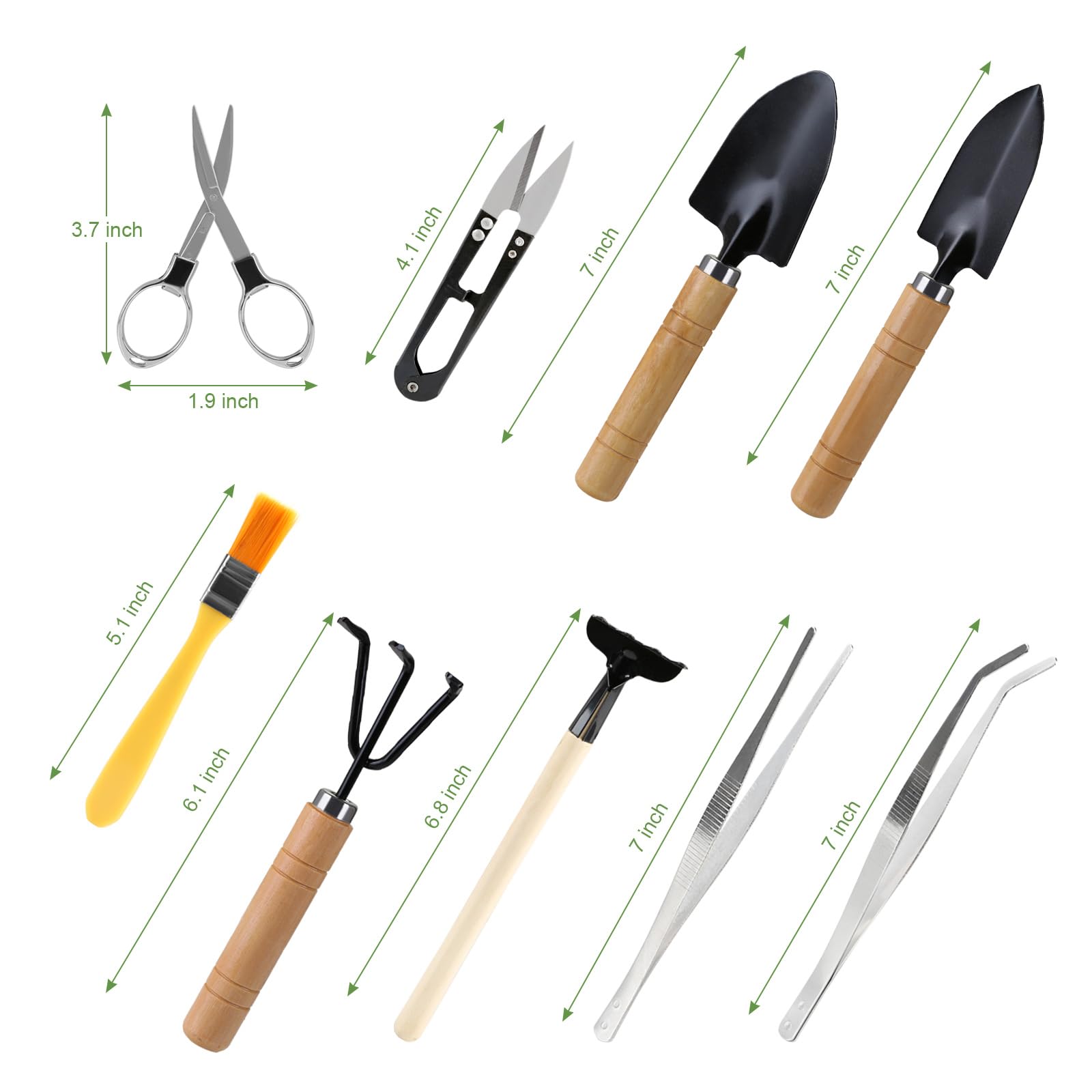 LIHAO mini rake close-up, perfect for soil work in small pots