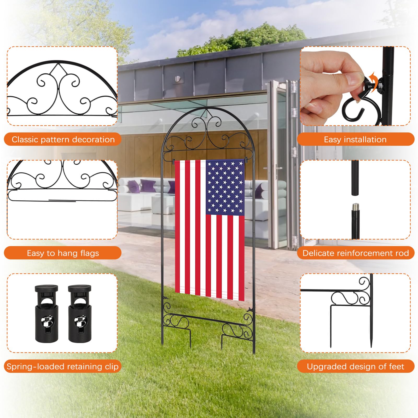 Liitrton stand with durable coated finish resisting weather