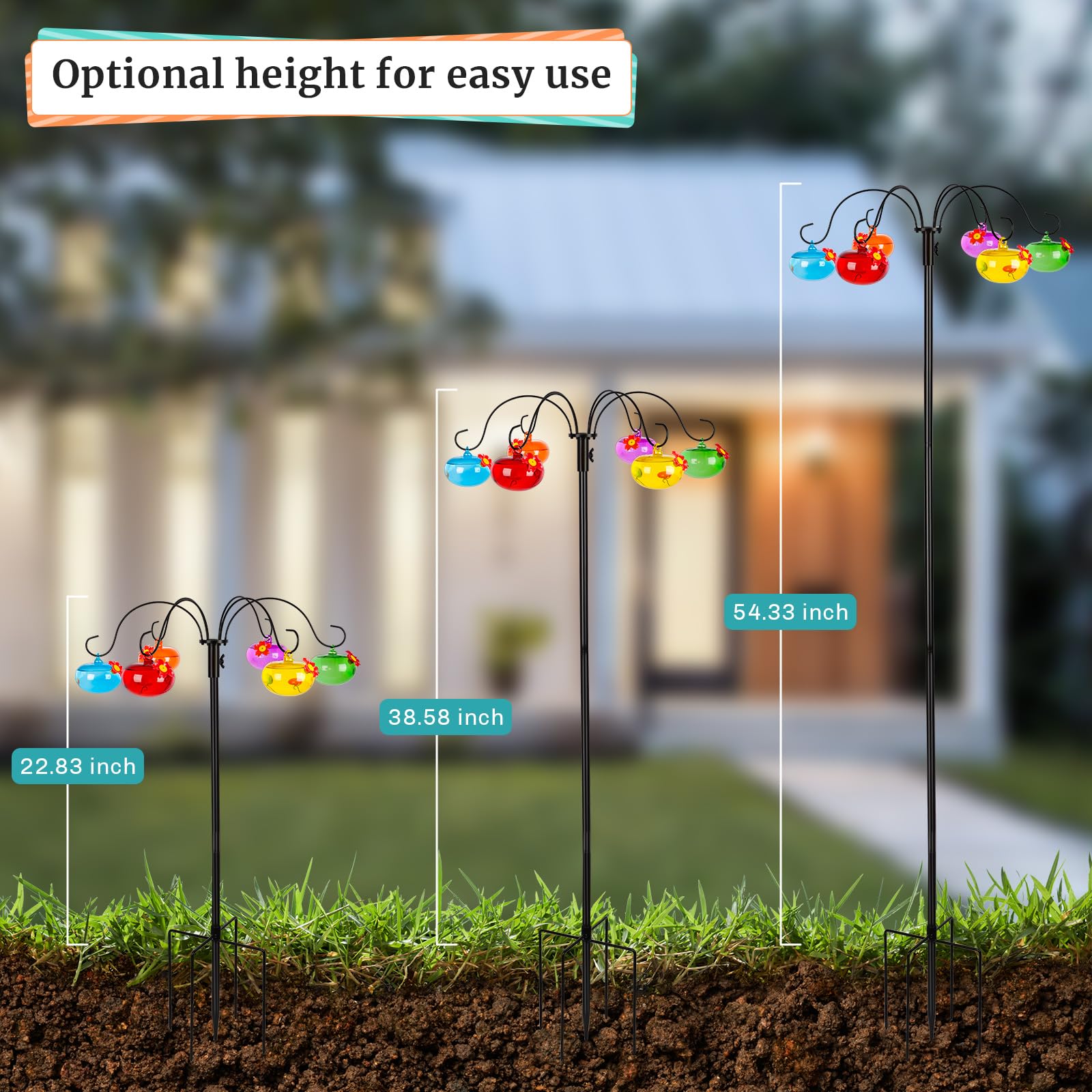 Liitrton hand-blown glass hummingbird feeder balls add color and charm.