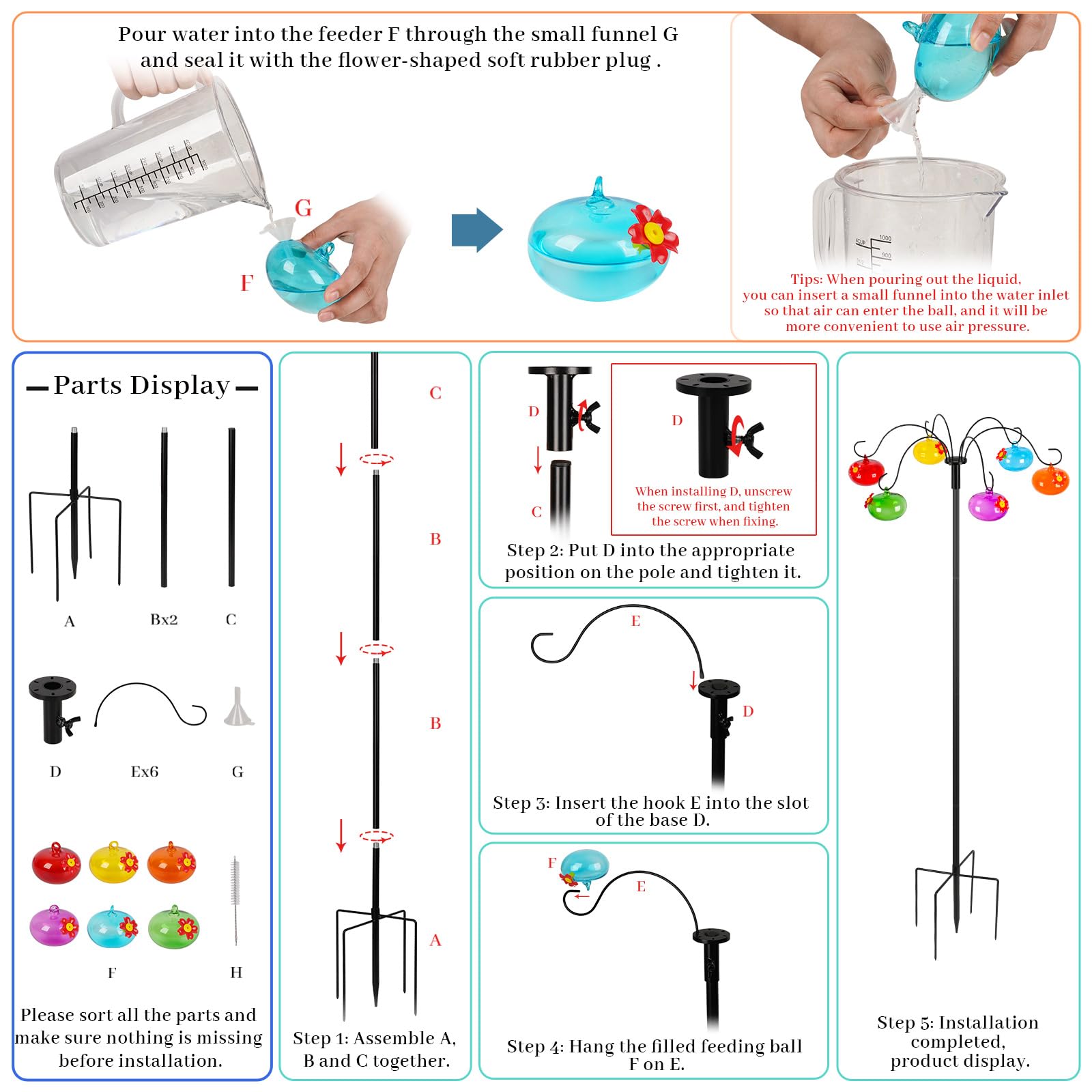 Liitrton included funnel and brush simplify filling and cleaning after feeding.