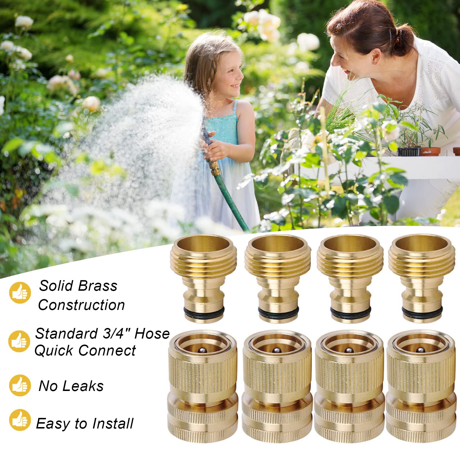 LIKAGE brass hose quick connect four-pack ready for immediate use