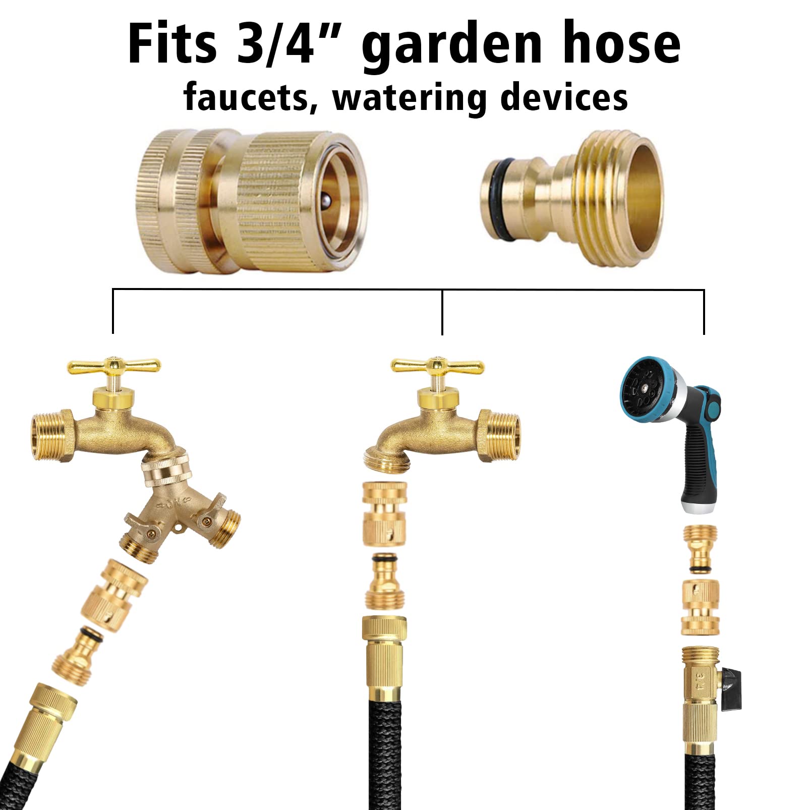Includes two male connectors, two female connectors, and two washers for a complete kit.