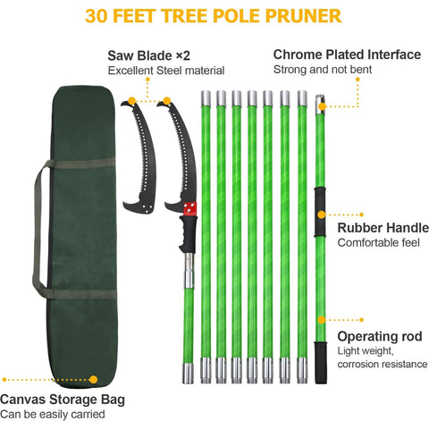 Likeem ground-level pruning setup for tall trees and shrubs