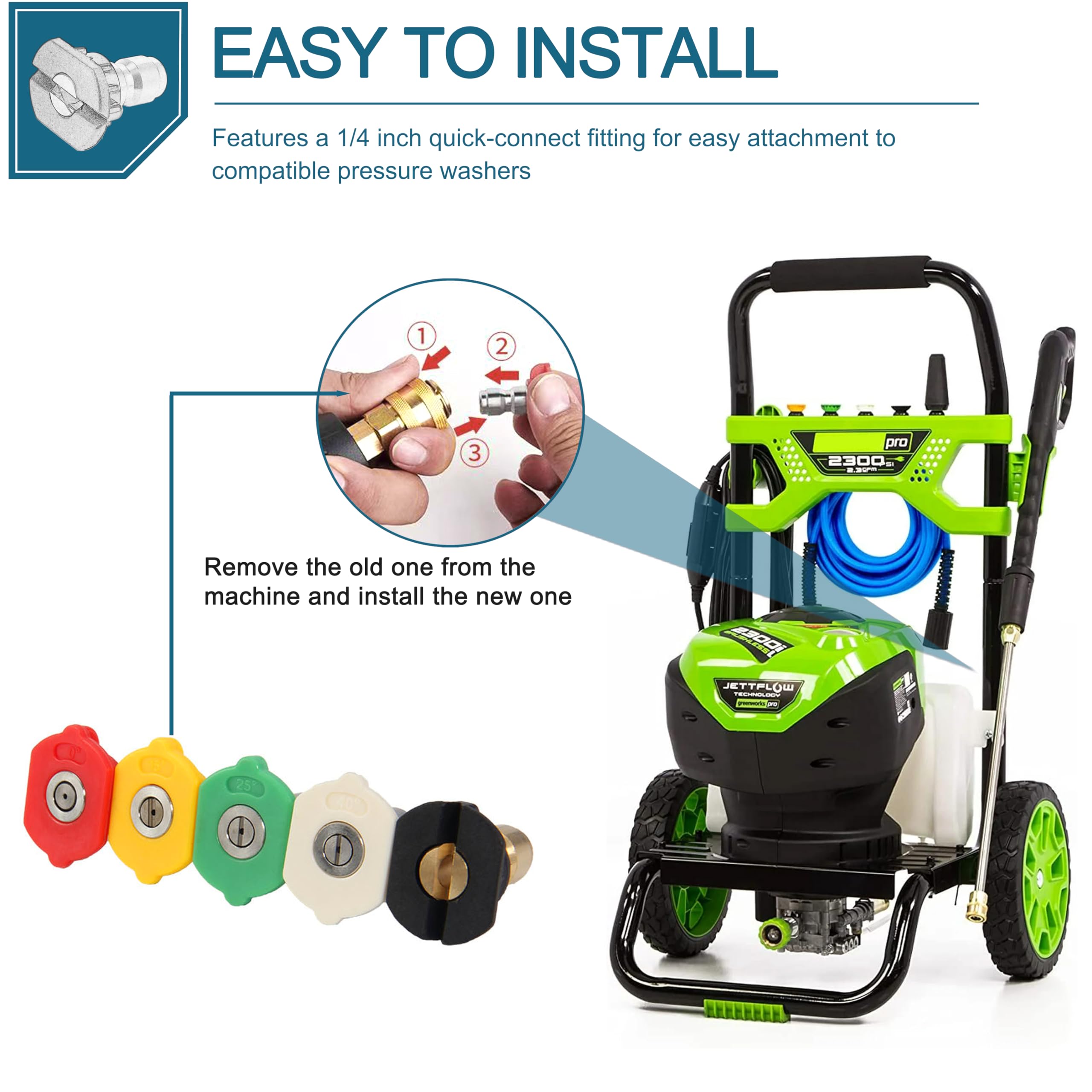 LikeLion durable nozzle withstands hot and cold water for year-round power washing