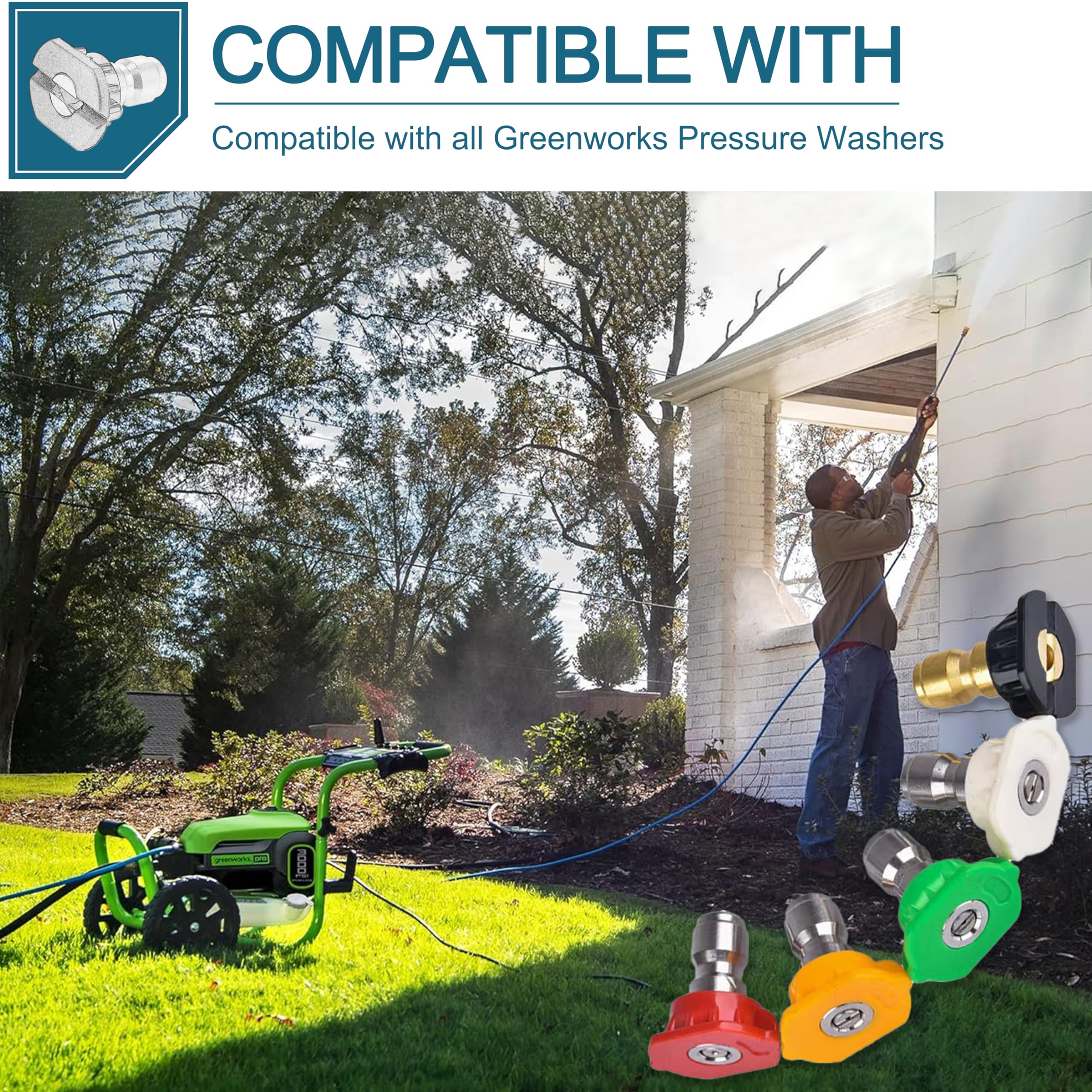 LikeLion Greenworks-compatible nozzle with quick-connect for fast attachment