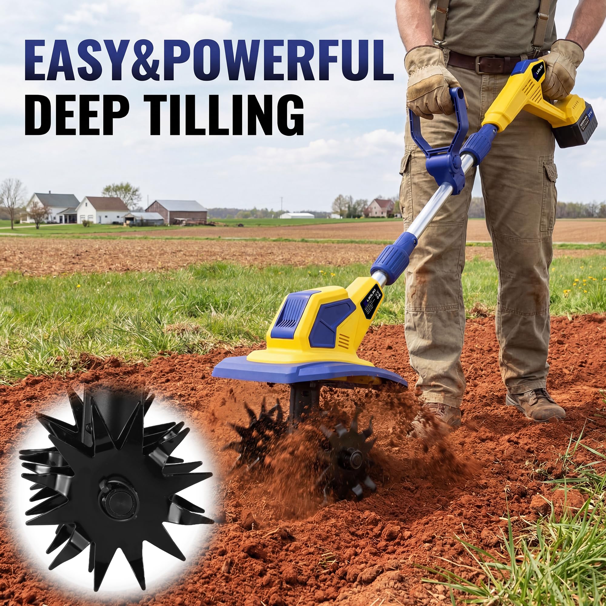 LiKiLiKi 9-inch tilling width handles small to medium beds.