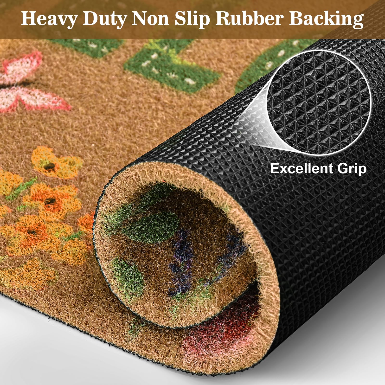 Likiyol coir door mat with non-slip backing providing stability