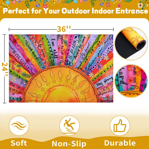 Likiyol colorful floral welcome mat adds style while catching dirt before it enters.
