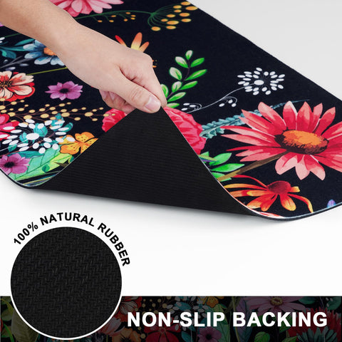 Likiyol colorful flowers mat offers durable, easy-to-clean entrance protection.