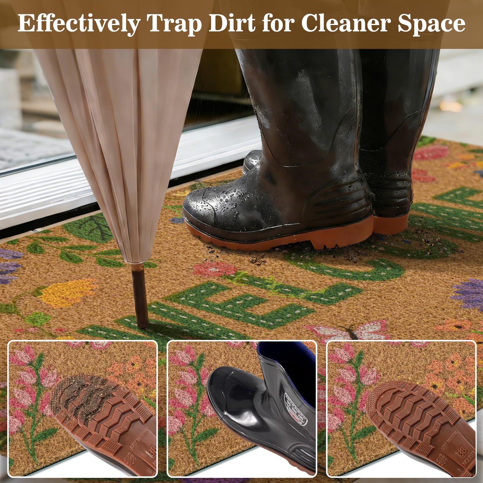 Likiyol door mat easy to clean with brush or vacuum