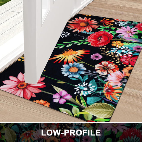Likiyol door mat low-profile design prevents door obstruction while staying stylish.