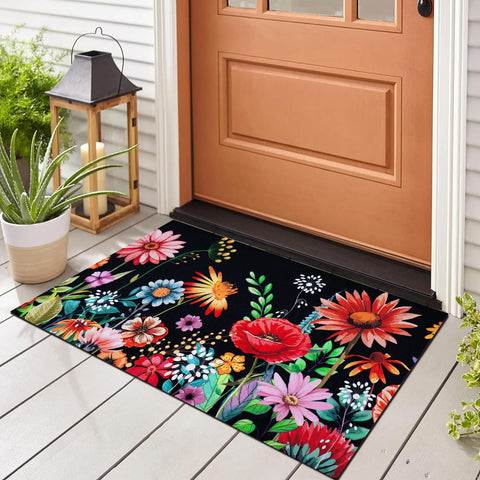 Likiyol door mat non-slip rubber back keeps it in place at busy doorways.