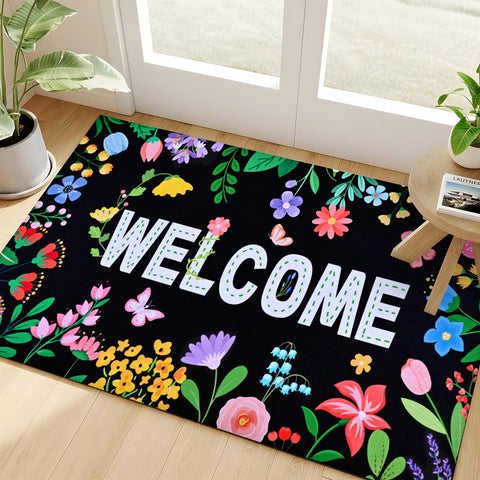 Likiyol Floral Door Mat colorfully brightens the entrance for guests.