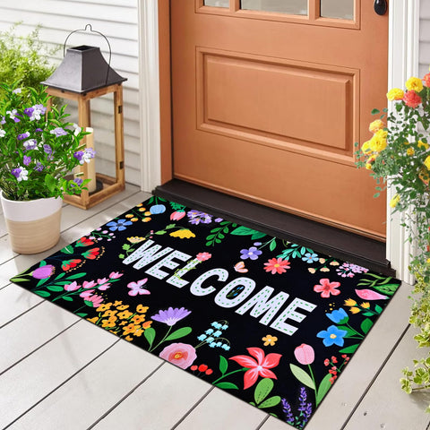 Likiyol Floral Door Mat for outdoor indoor use adds daily curb appeal.