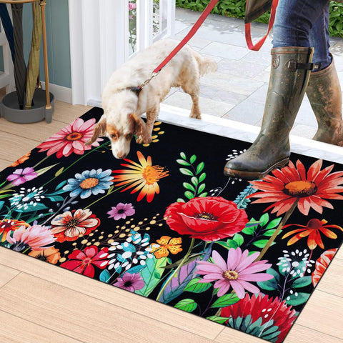 Likiyol Floral Door Mat welcome pattern highlighting vibrant colors for inviting entryways.