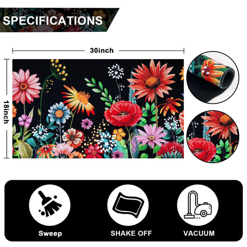 Likiyol floral doormat closeup flowers showcases detailed petals that brighten an entrance.