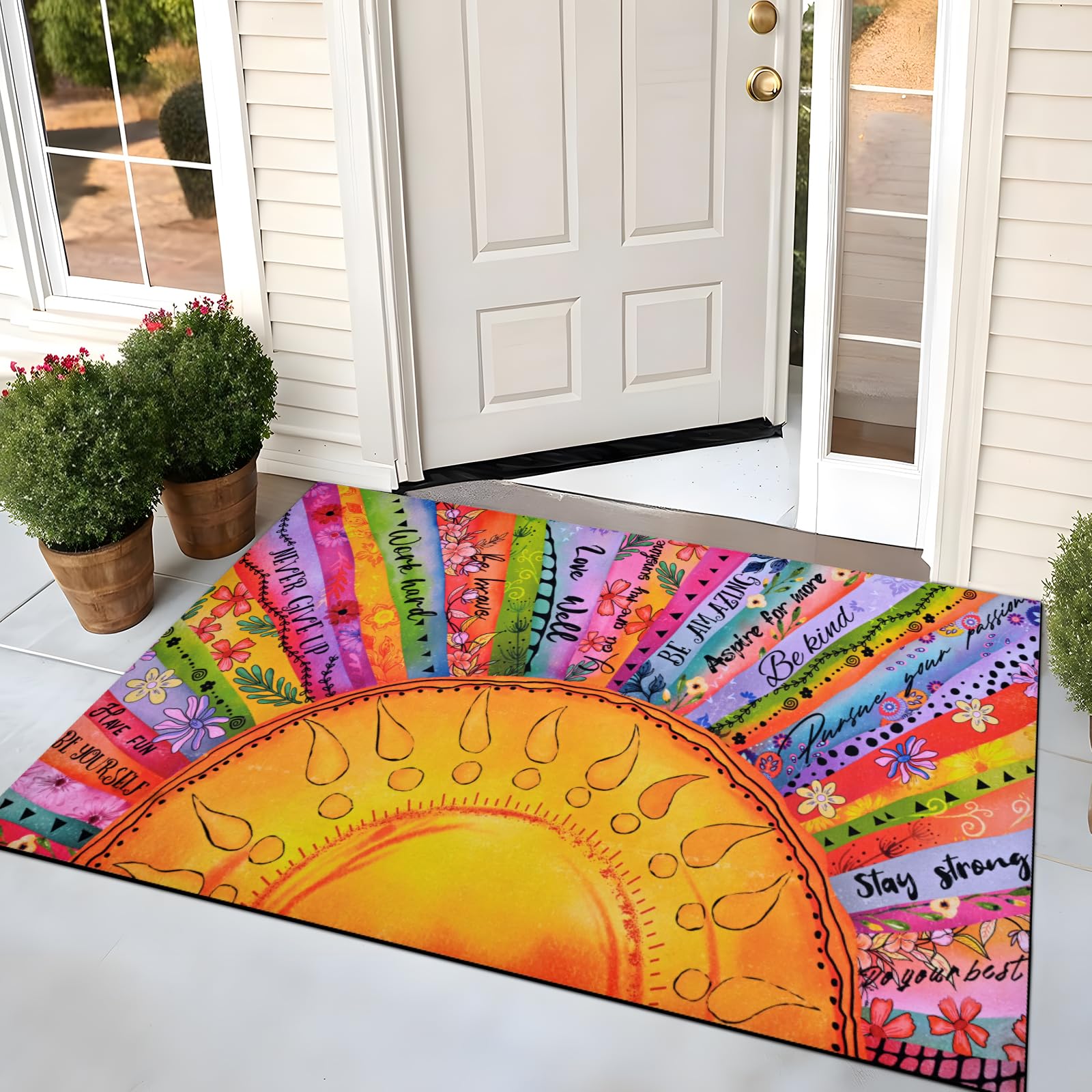 Likiyol inspirational quotes doormat inspires guests while keeping floors cleaner during seasonal greetings.