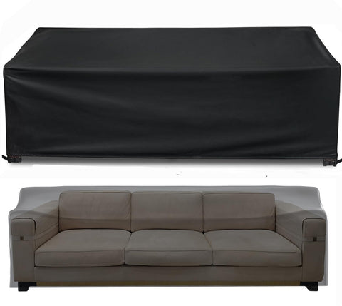 Likorlove waterproof outdoor couch cover protects a 104x40x35 sofa from rain.