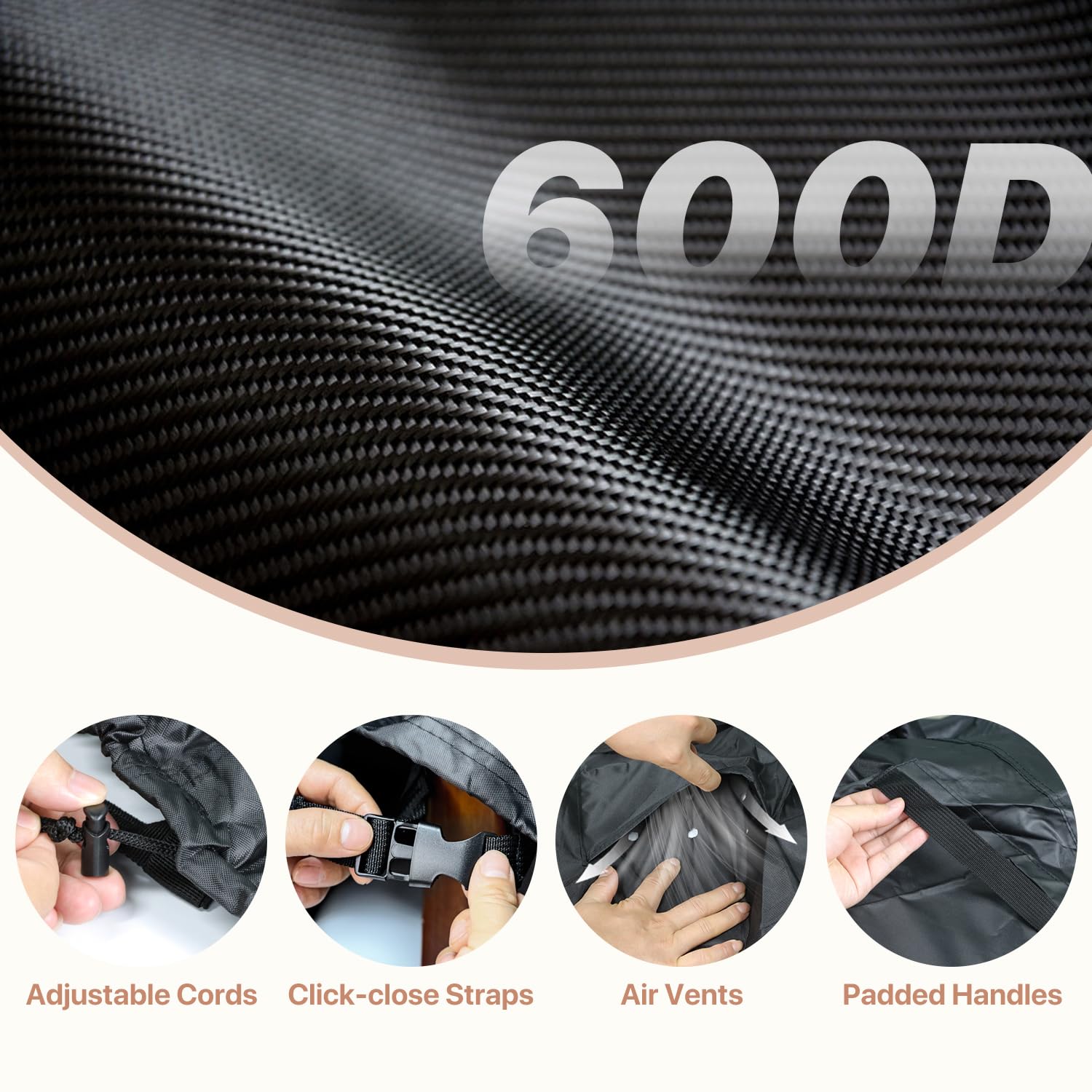 Likorlove UV-protected 600D fabric guards patio furniture from sun damage.