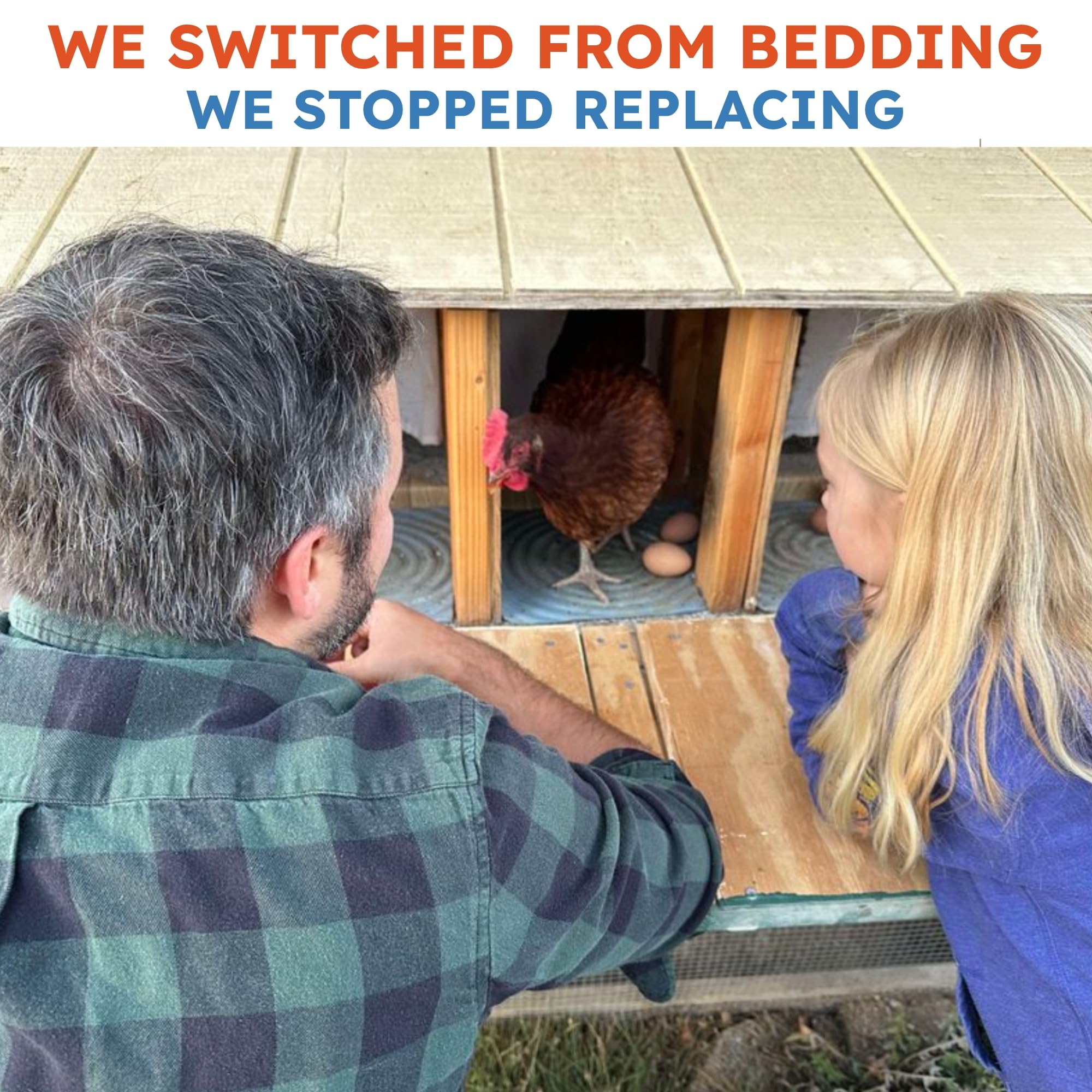 Lil'Clucker reusable chicken nesting pad reduces waste in the coop.