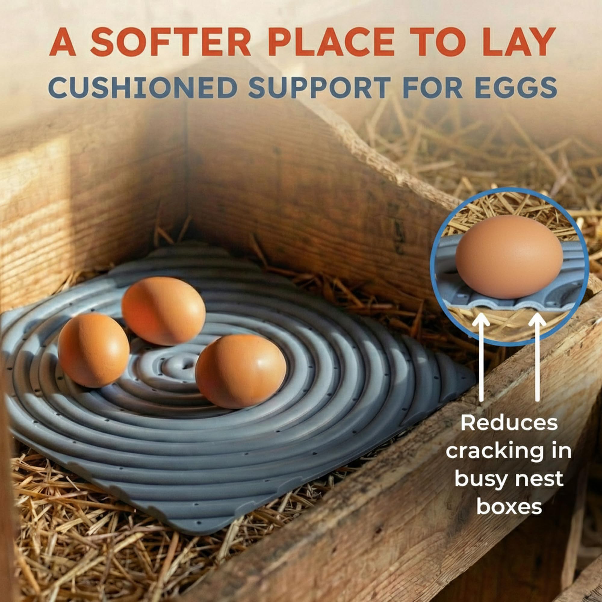 Lil'Clucker pad installed inside coop nest box for comfortable nesting