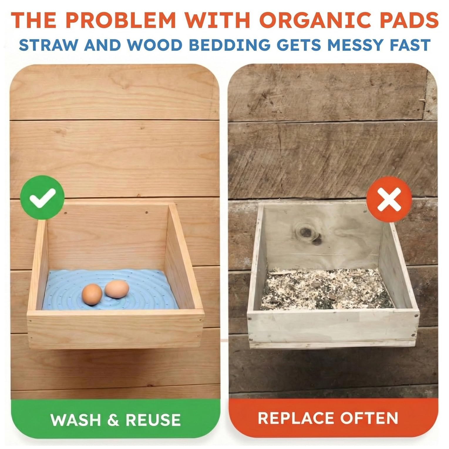 Lil'Clucker nesting pad cushioned ridges support eggs while breathable holes help airflow.
