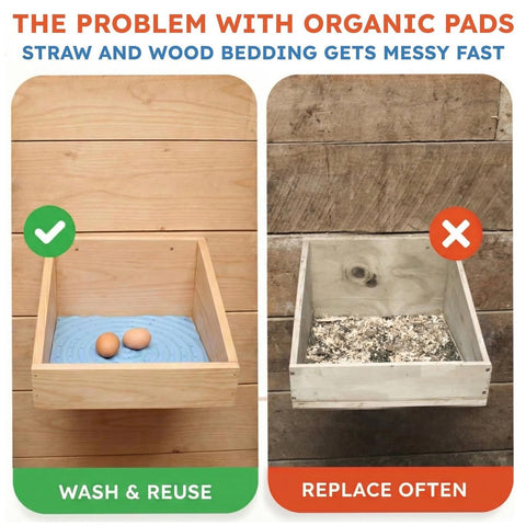Lil'Clucker nesting pad cushioned ridges support eggs while breathable holes help airflow.