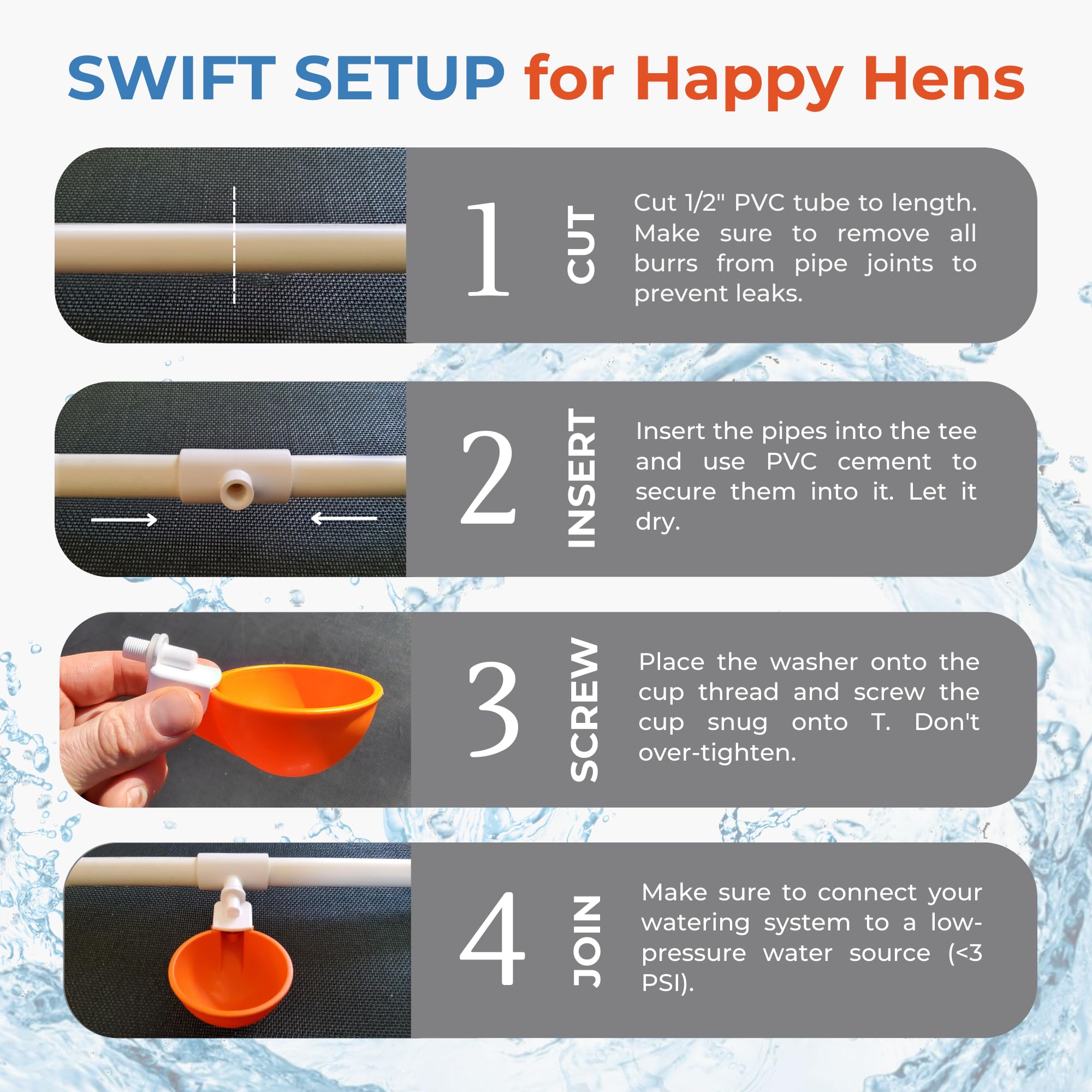 Lil'Clucker waterer cups suitable for small pets like rabbits