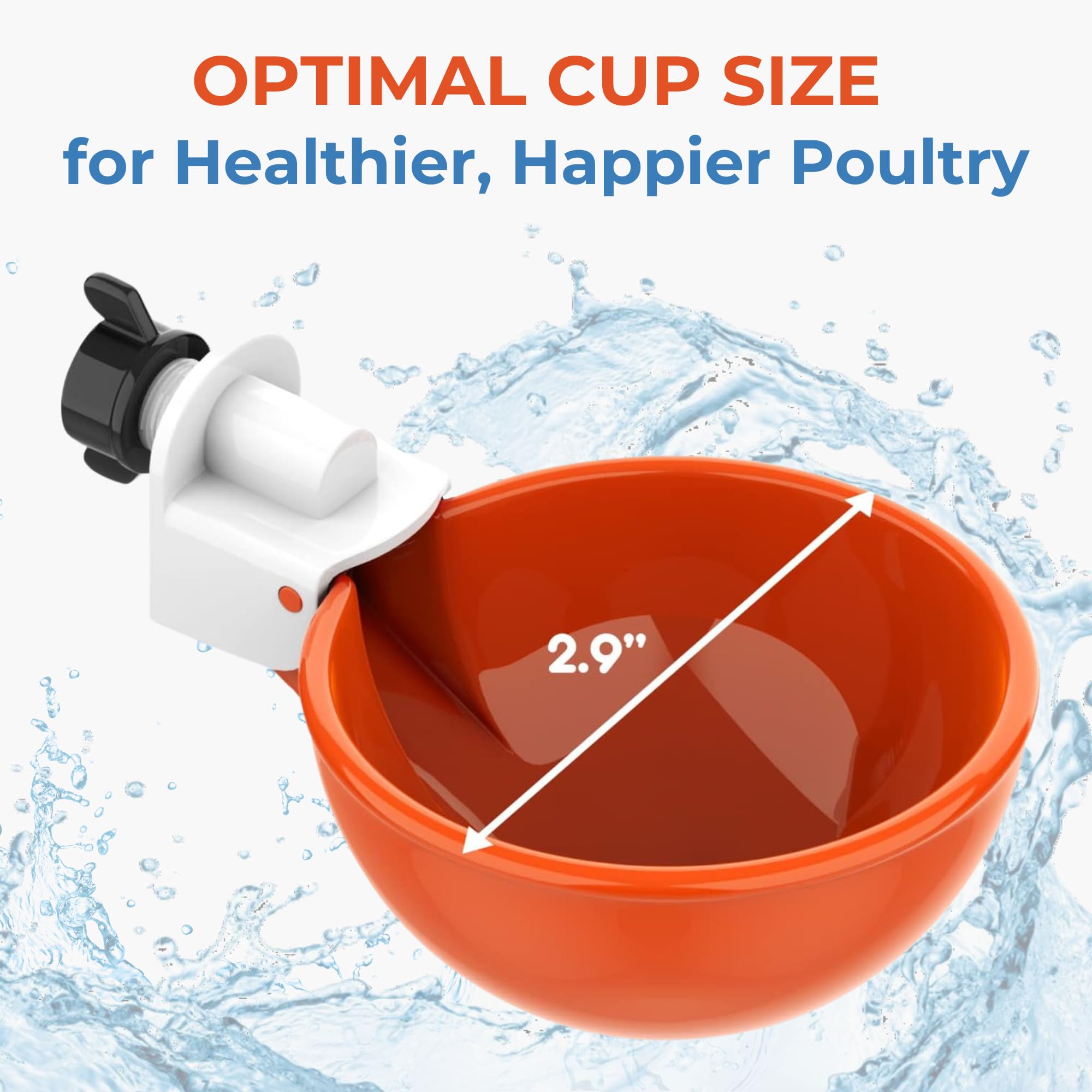 Lil'Clucker waterer cups serving chickens, ducks, and geese efficiently