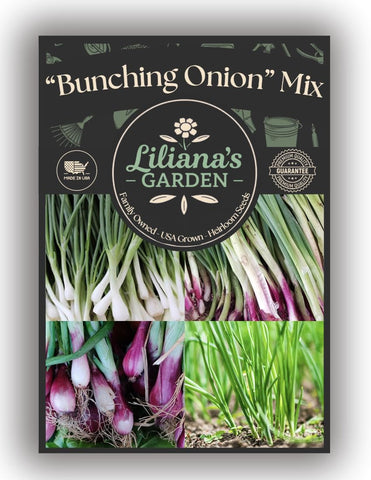 Liliana's Garden Bunching Onion Mix Long Winter cold-tolerant for overwintering.