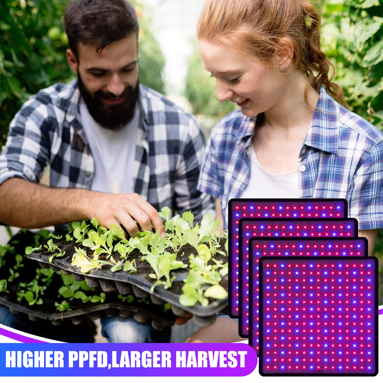 Liliful 4-pack grow light panel assembly and use for indoor seed starting.