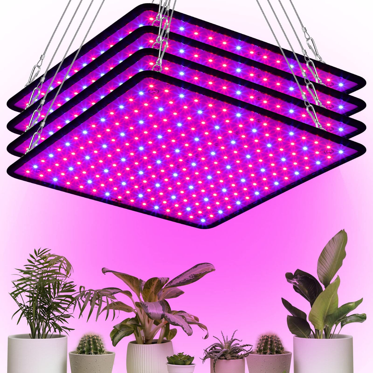 Liliful 4-pack grow light panel front view for compact seedling growth.