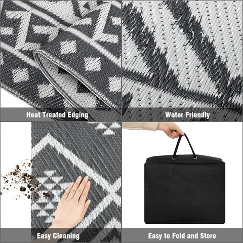 LILIOFFIC RV camping rug folded compactly for storage and portability