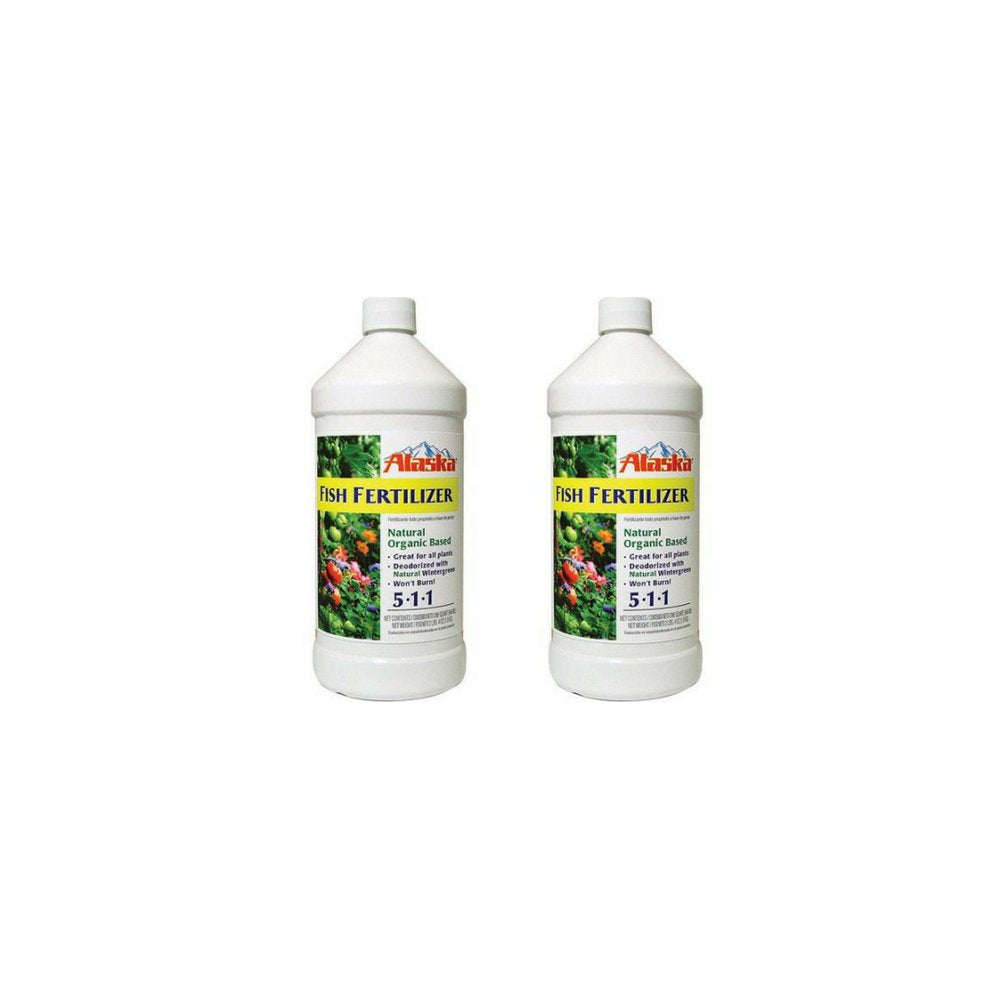 Lilly Miller Alaska Fish Fertilizer bottle, two-pack, 1-quart, ideal for garden feeding and soil nourishment