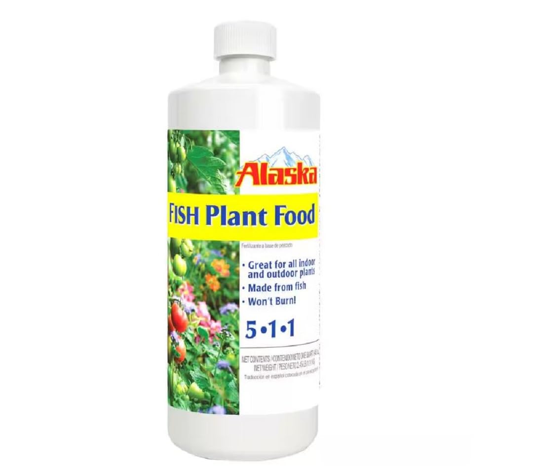 Lilly Miller Fish Emul Fertilizer 1qt bottle boosts plant vigor with organic nutrients.