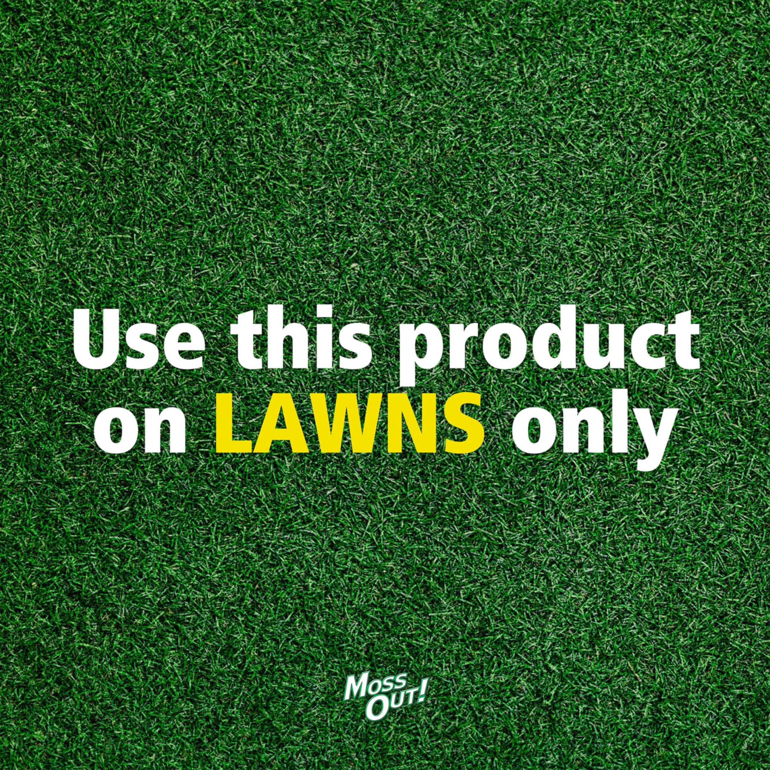 Hose attachment connected for easy Moss Out spray on lawn.