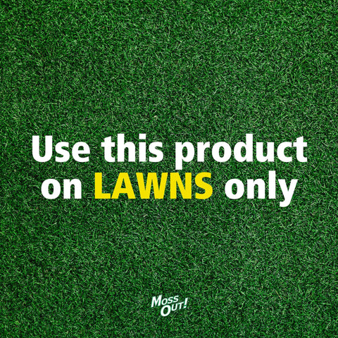 Hose attachment connected for easy Moss Out spray on lawn.