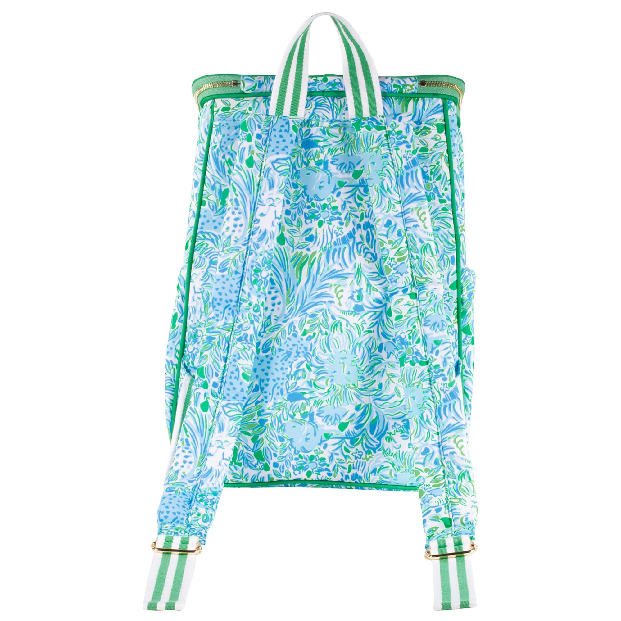 Lilly Pulitzer convertible straps offer comfortable switch from tote to backpack.