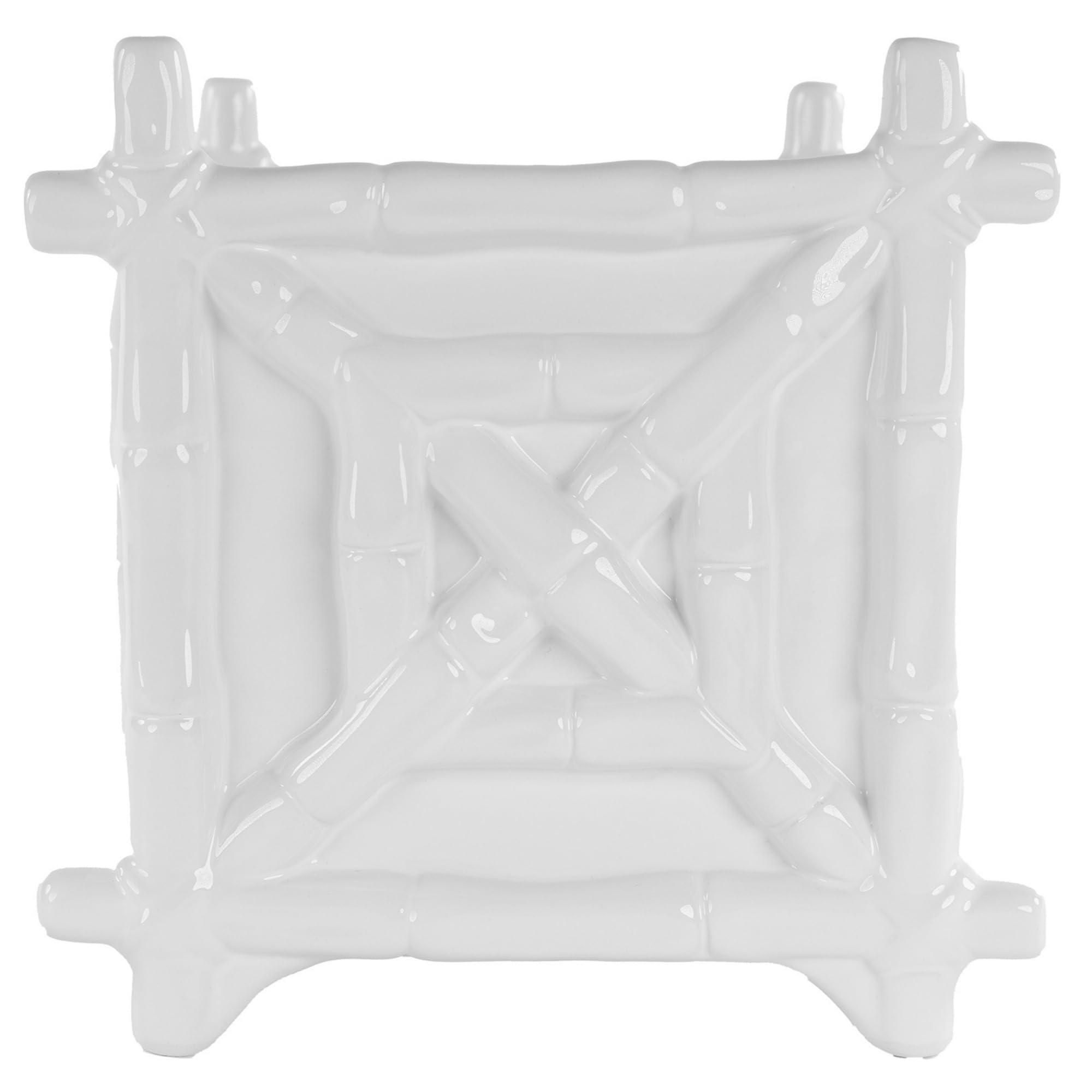 Lilly Pulitzer small planter bamboo resort white front view for indoor plant display