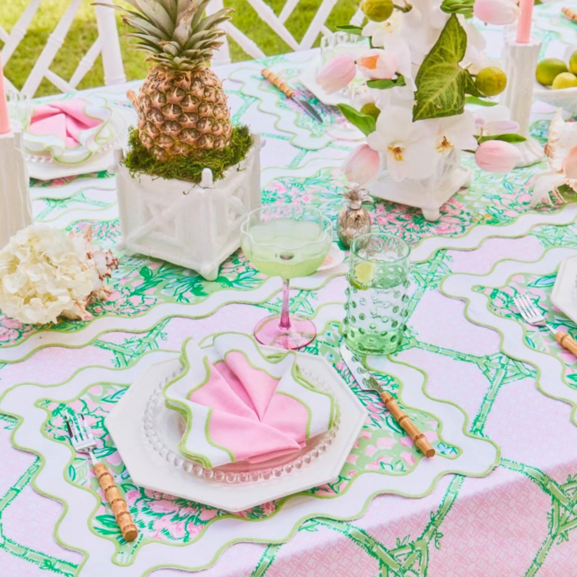 Lilly Pulitzer small planter bamboo resort white indoor decor with greenery