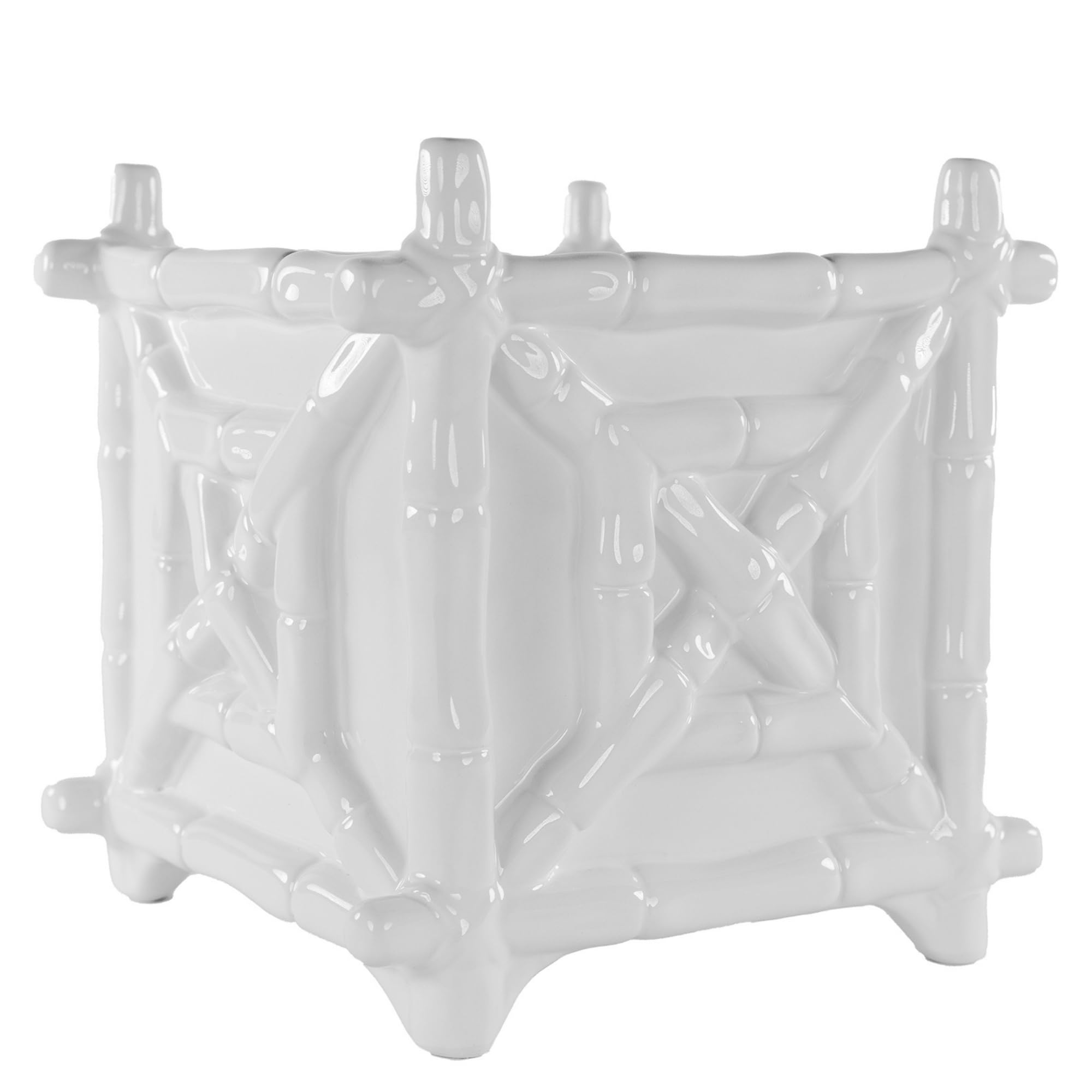 Lilly Pulitzer small planter bamboo resort white top view ideal for arranging small plants