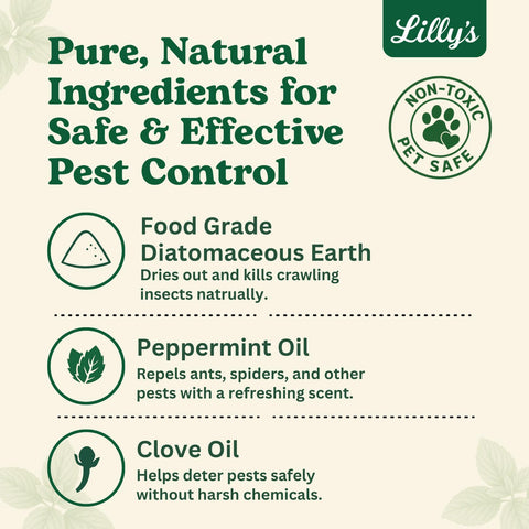 Clove oil detail from Lilly's Naturals formula signals added deterrence.