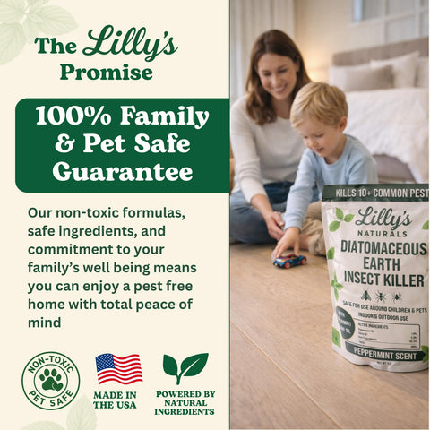 Indoor/outdoor Lilly's Naturals powder for versatile protection.