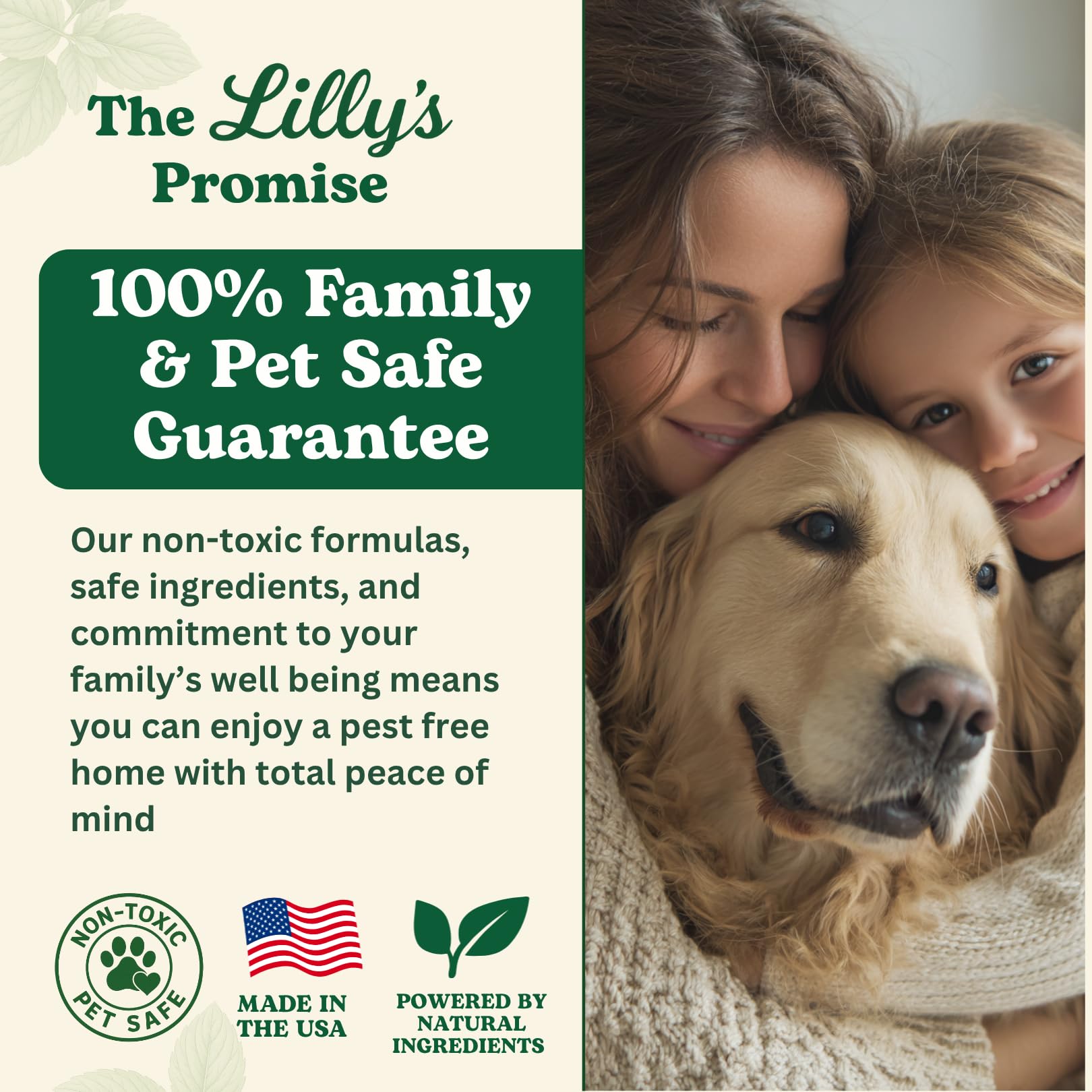 Lilly's Naturals pet-friendly powder safe around kids and pets when used as directed