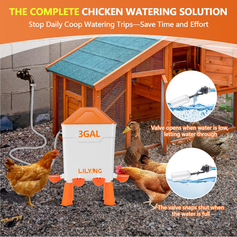 Lilyang waterer float-control detail highlights spill-free operation