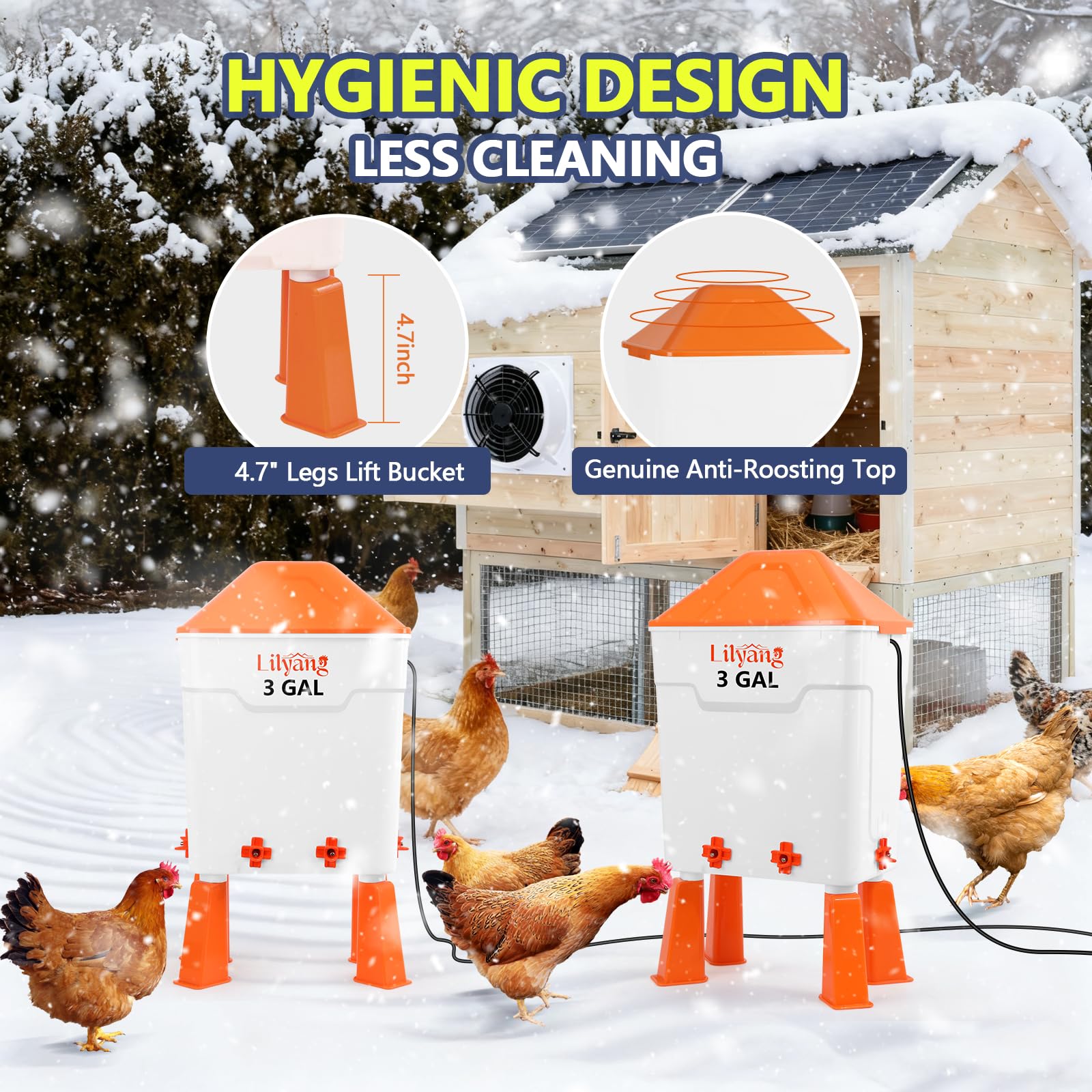 Lilyang removable lid prevents droppings from reaching water while maintaining hygiene.