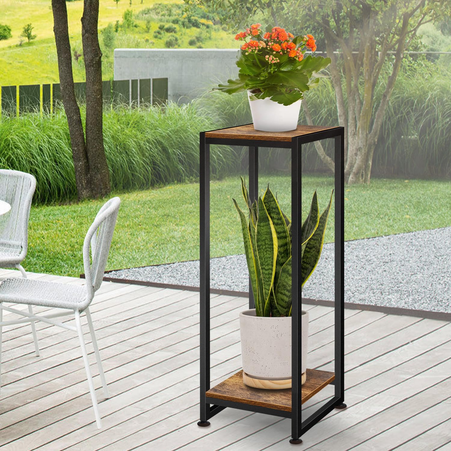 Lilybud indoor-outdoor stand doubles as a practical surface for decor moments.