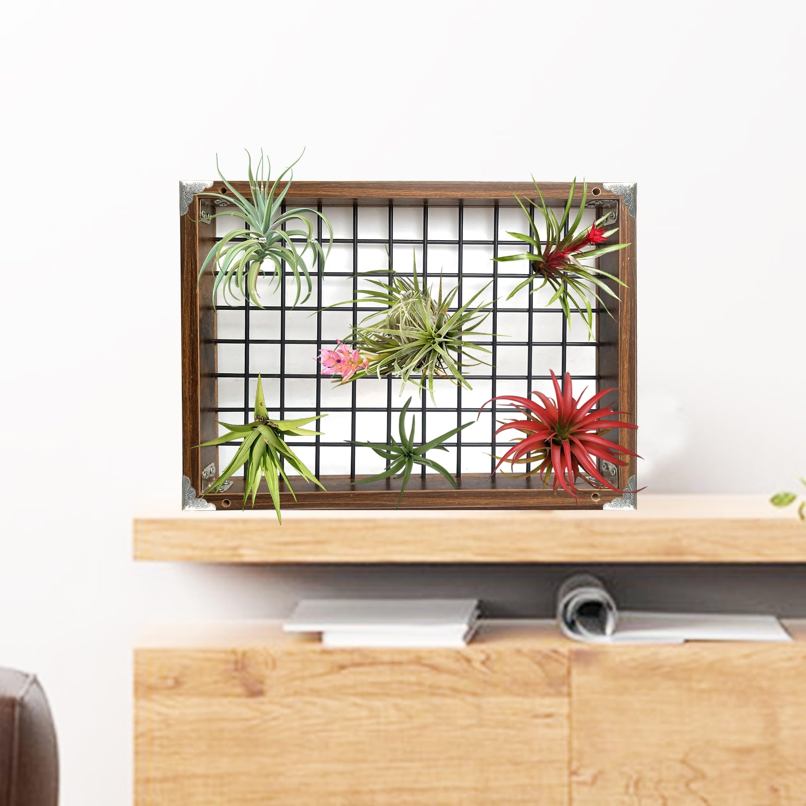 Lilybud Lily Plant Hanger MDF wood frame and metal mesh for balanced displays.